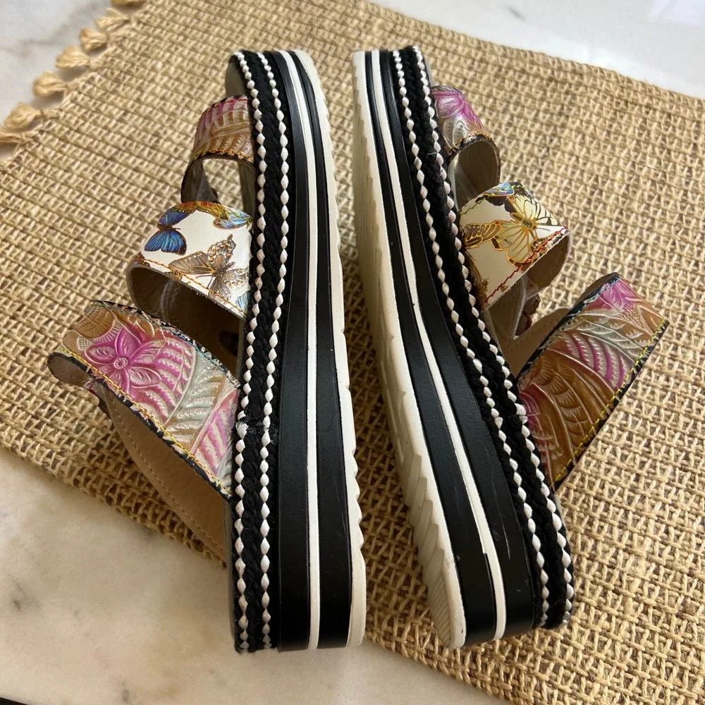 LArtiste Spring Step Naomi Monarch Butterfly Floral Platform Sandals Size 37‎ - Picture 7 of 9